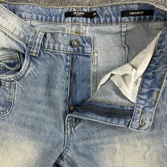 Jaded London Jeans Mens 30 Sandwash Blaze Slim Flare Fit Distressed Y2K Grunge - Picture 6 of 16